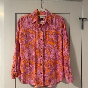 Vibrant Pink and Orange Floral Men's Shirt
